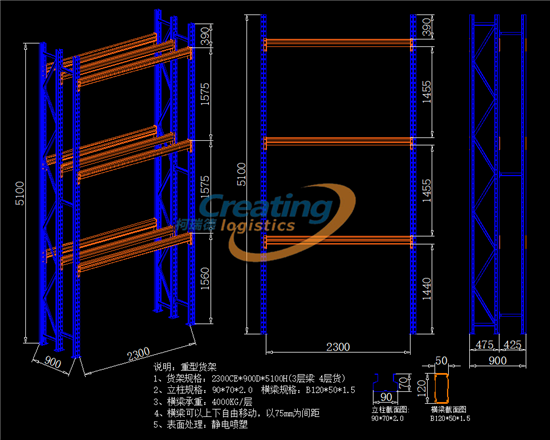 承重4噸，立柱2.0mm